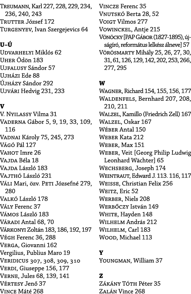 Treumann, Karl 227, 228, 229, 234, 236, 240, 243 Trutter J zsef 172 Turgenyev, Ivan Szergejevics 64 U– Udvarhelyi Mi...